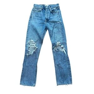 Agolde 90’s Mid Rise Loose Fit Distressed Denim Jeans Size 23